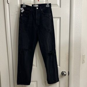 Agolde women’s Black Distressed Straight Jeans